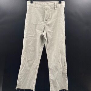 Frank & Eileen Pants Womens 2 Green Kinsale‎ Linen Blend Cropped Raw Hem Casual